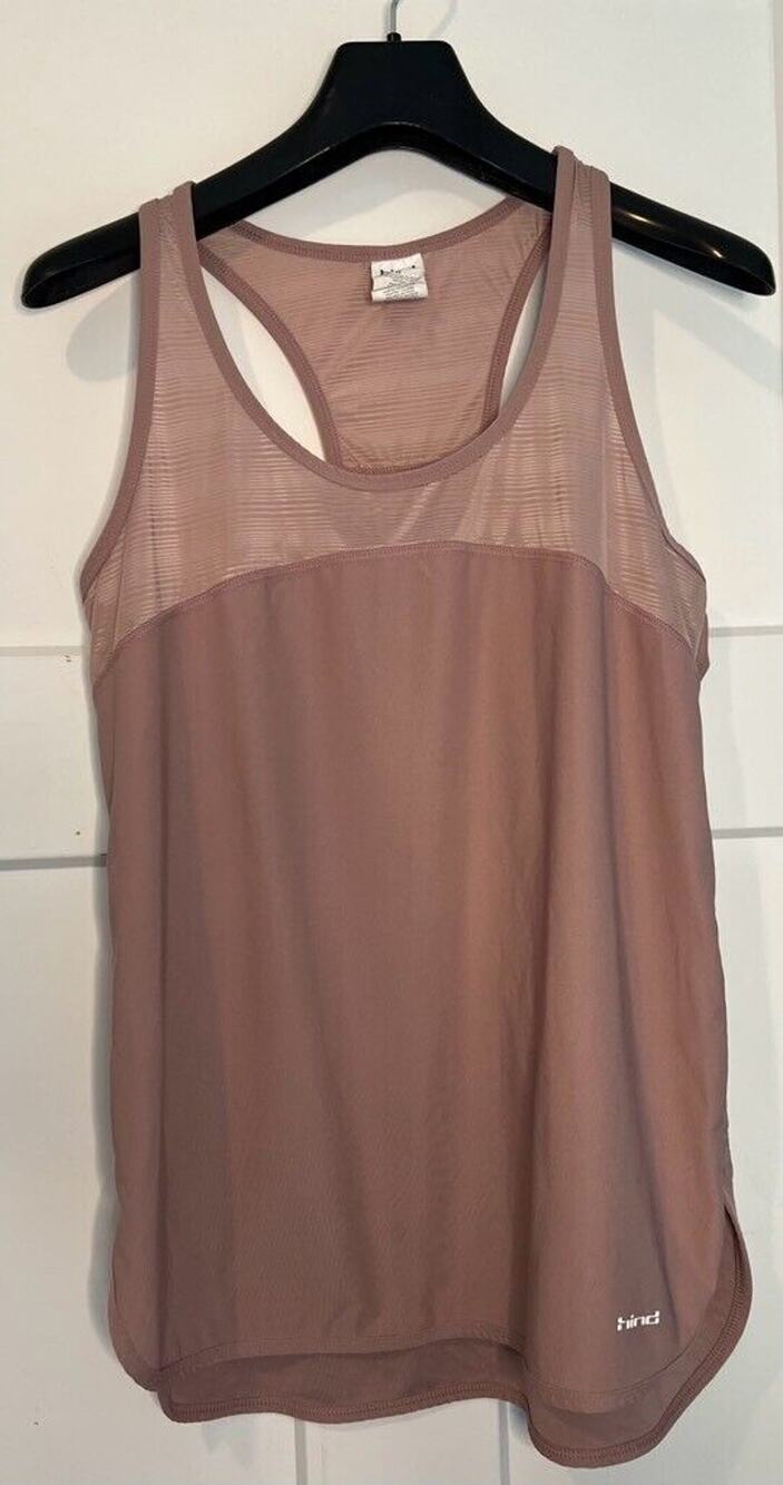 Hind Womens Tank Top Shirt Pink Sleeveless Scoop Neck Racerback Metallic MEDIUM